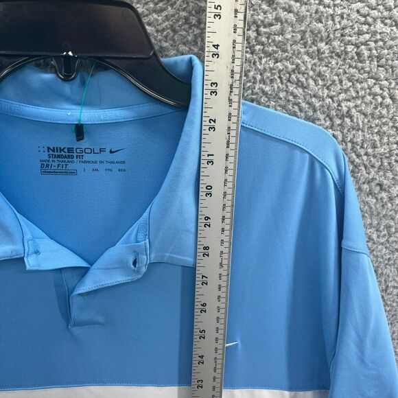 Nike Golf Shirt Men XXL 2XL Blue White Colorblock Standard Fit Dri-Fit Polo - Picture 6 of 10